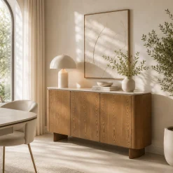 Buffet céramique et placage chêne 3 portes LARIO
