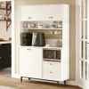Buffet cuisine blanc avec niche micro-ondes L 120 cm JENA