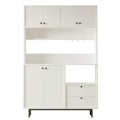 Buffet cuisine blanc avec niche micro-ondes L 120 cm JENA