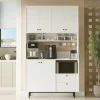 Buffet cuisine blanc avec niche micro-ondes H 205 cm JENA
