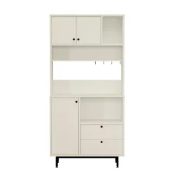 Buffet cuisine blanc avec niche micro-ondes H 180 cm JENA