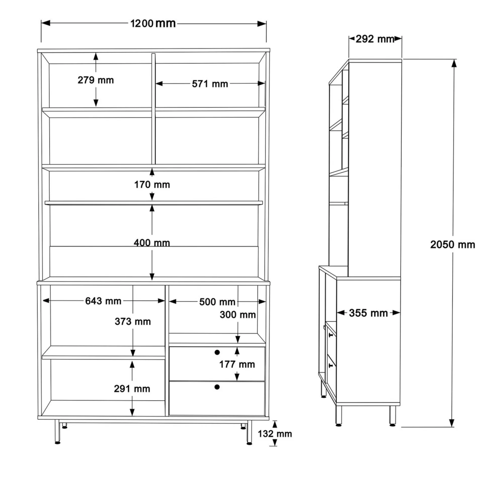 Buffet cuisine bohème niche micro-ondes H 205 cm JENA