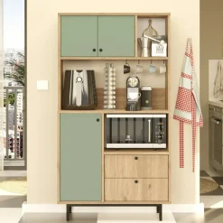 Buffet cuisine bohème niches micro-ondes et cafetière JENA