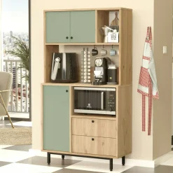 Buffet cuisine bohème niches micro-ondes et cafetière JENA