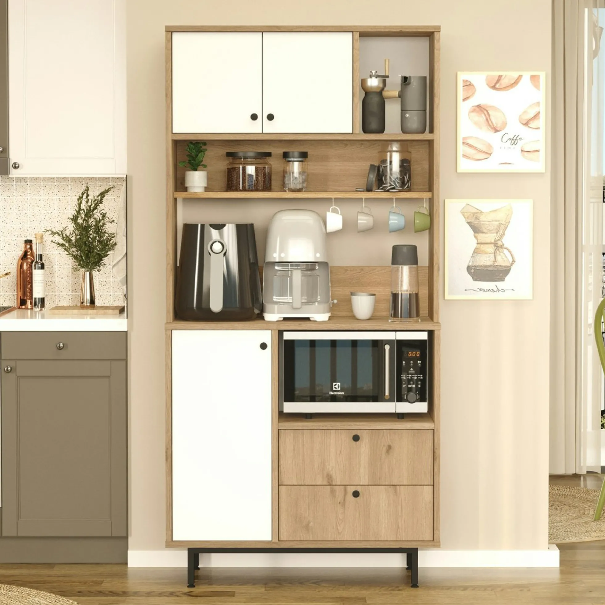 Buffet cuisine moderne niche micro-ondes H 180 cm JENA