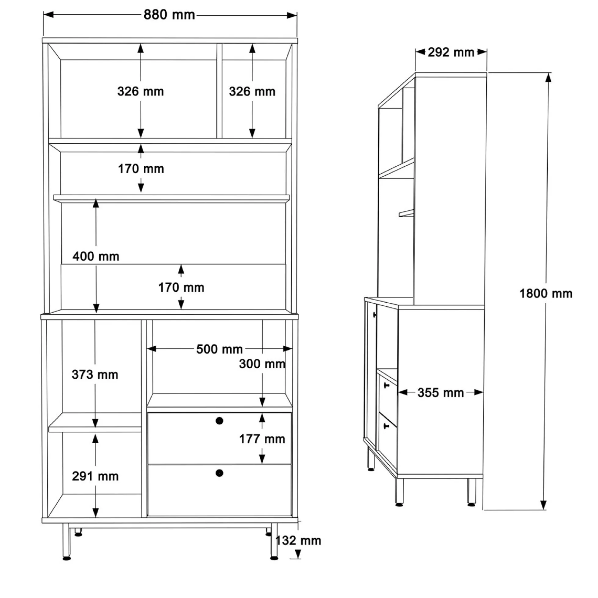 Buffet cuisine moderne niche micro-ondes H 180 cm JENA