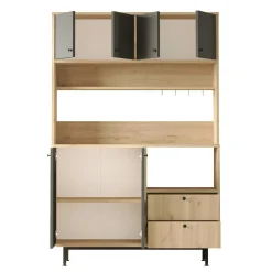 Buffet cuisine niche micro-ondes décor gris L 120 cm JENA