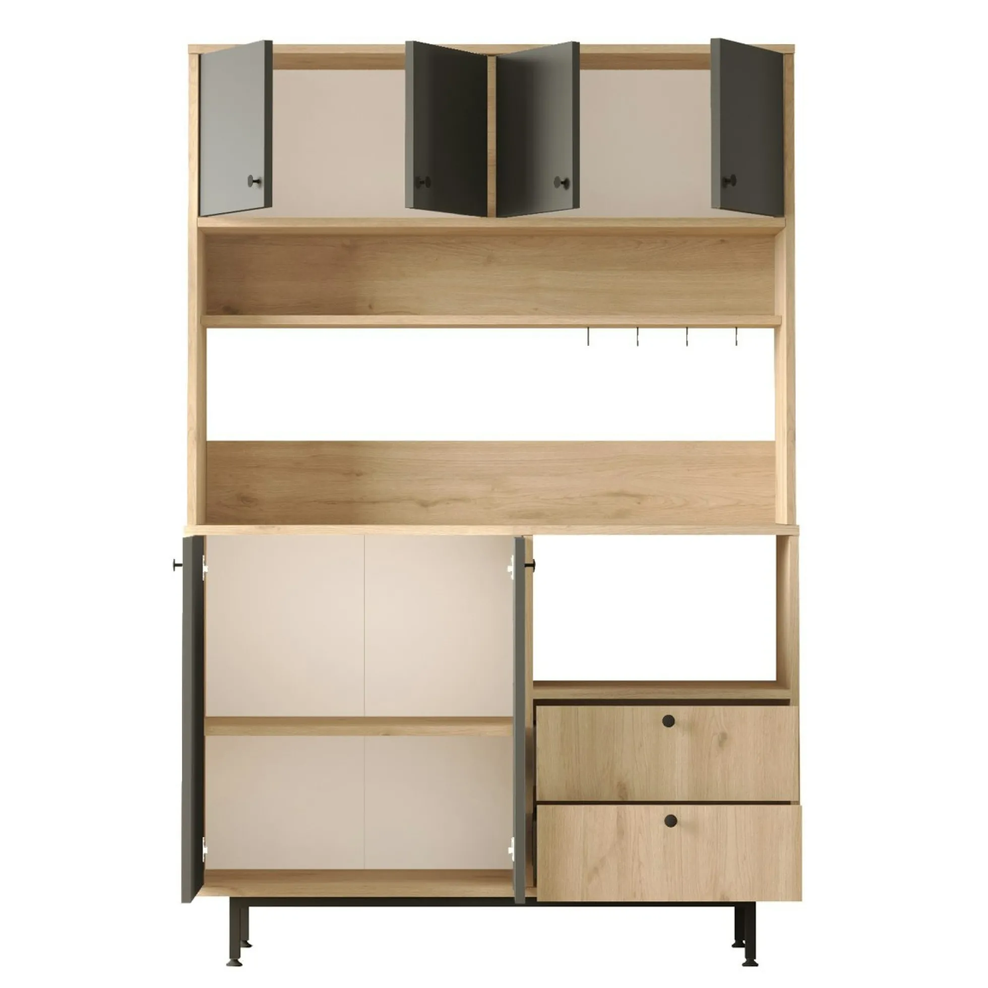 Buffet cuisine niche micro-ondes décor gris L 120 cm JENA