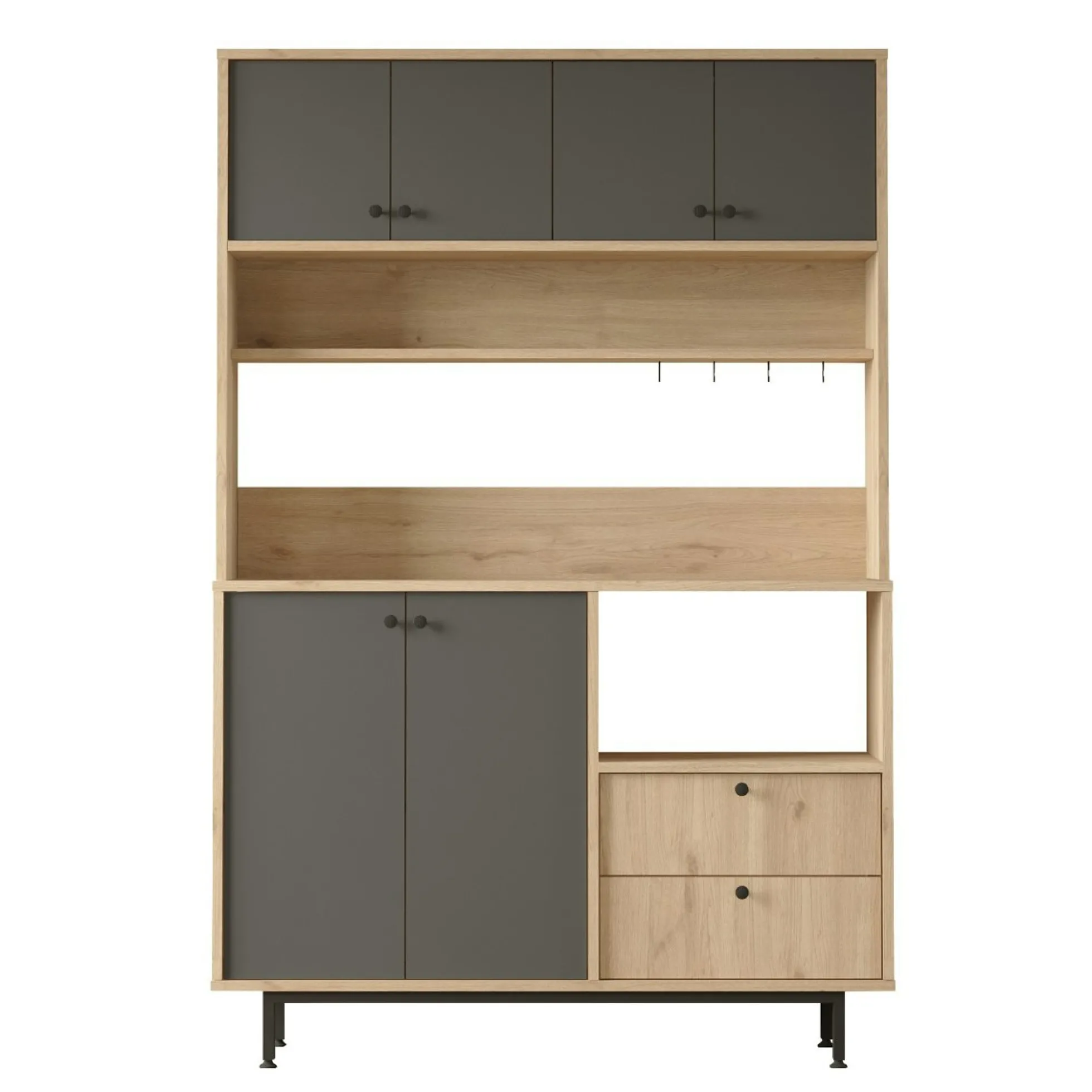 Buffet cuisine niche micro-ondes décor gris L 120 cm JENA