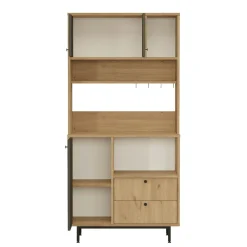 Buffet cuisine niche micro-ondes décor gris H 180 cm JENA