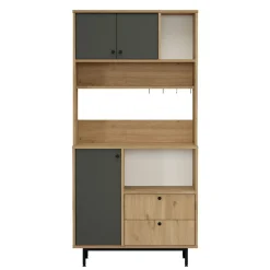 Buffet cuisine niche micro-ondes décor gris H 180 cm JENA