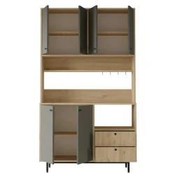 Buffet cuisine niche micro-ondes décor gris H 205 cm JENA
