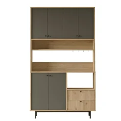 Buffet cuisine niche micro-ondes décor gris H 205 cm JENA