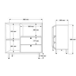Buffet cuisine 1 porte anthracite et niche micro-ondes JENA