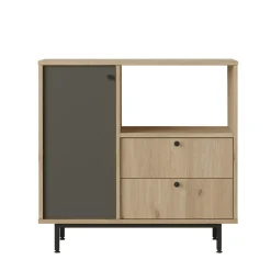 Buffet cuisine 1 porte anthracite et niche micro-ondes JENA