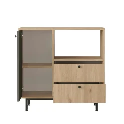 Buffet cuisine 1 porte anthracite et niche micro-ondes JENA