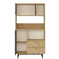 Buffet cuisine 3 portes grises avec niche micro-ondes JENA