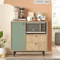 Buffet de cuisine niche micro-ondes et 1 porte sauge JENA