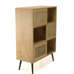 Buffet de rangement bois effet cannage 3 portes coulissantes ALCUDIA