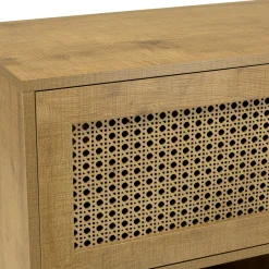 Buffet de rangement bois effet cannage 3 portes coulissantes ALCUDIA