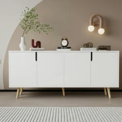 Buffet de salle à manger blanc à poignées intégrées MARFA