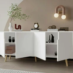 Buffet de salle à manger blanc à poignées intégrées MARFA