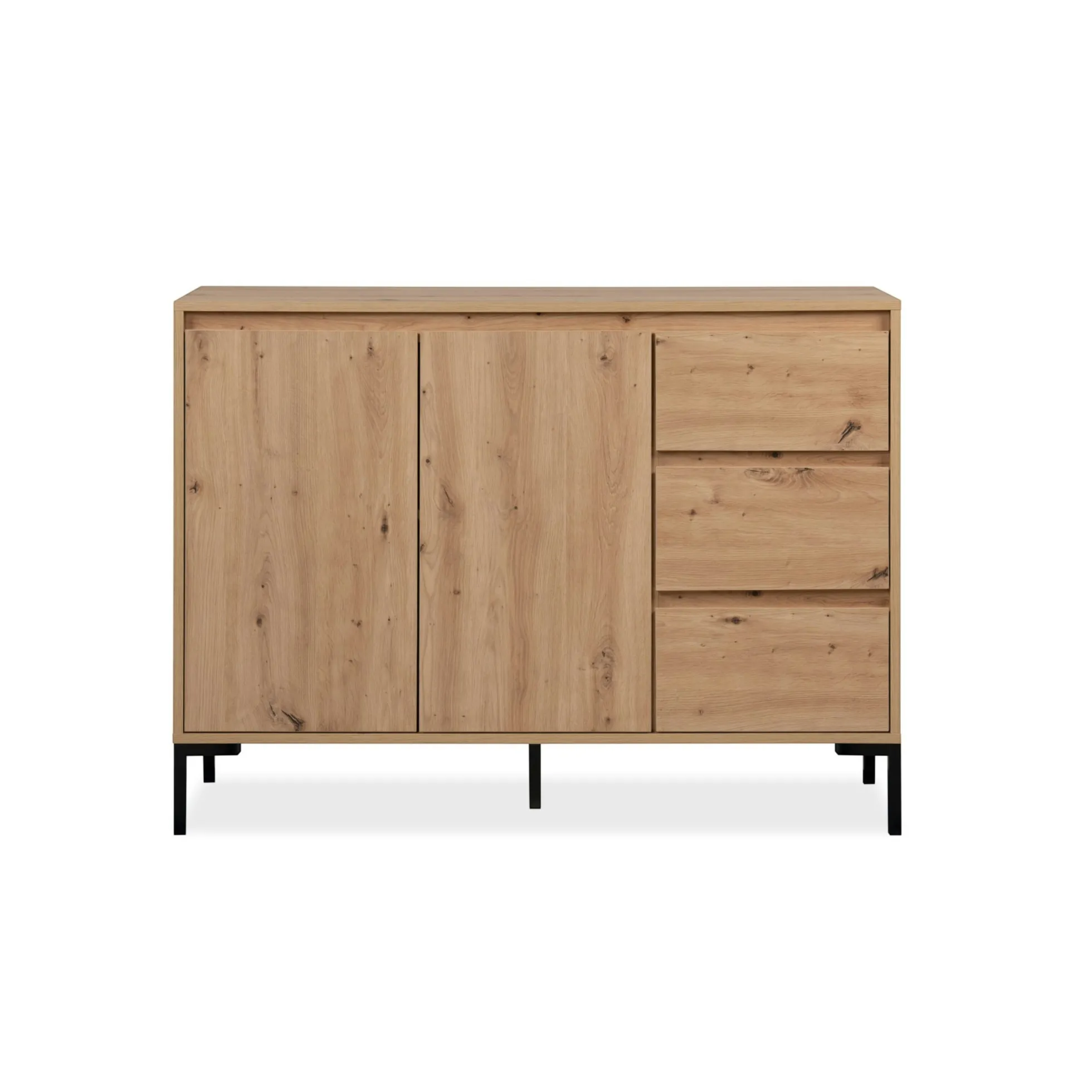 Buffet de salle à manger décor bois 2 portes 3 tiroirs KARVI