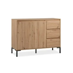 Buffet de salle à manger décor bois 2 portes 3 tiroirs KARVI