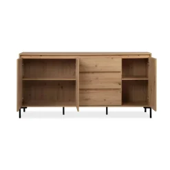Buffet de salle à manger décor bois 3 portes 3 tiroirs KARVI