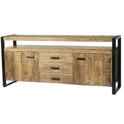 Buffet de salon bois métal à double plateau KARGO