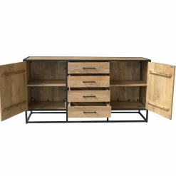 Buffet de salon en bois clair 2 portes 4 tiroirs RIVANO