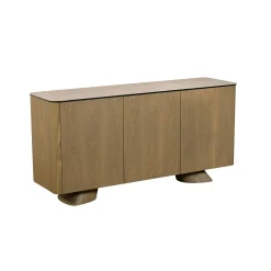 Buffet design céramique et placage chêne 3 portes CALA