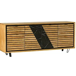Buffet design en bois de chêne finition miel, 4 portes ESSEN