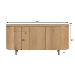 Buffet design en chêne clair 3 portes LOREN