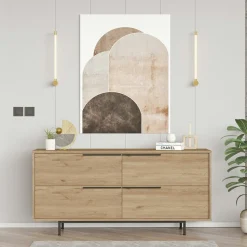 Buffet design moderne effet bois à ouverture frontale VAREN