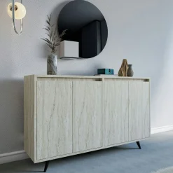 Buffet design moderne 4 portes effet travertin JENA