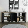 Buffet design moderne 4 portes, façade effet marbre noir UMEA