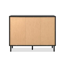 Buffet design noir et décor bois 2 portes 4 tiroirs NOREN