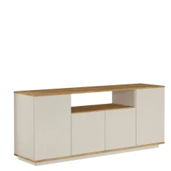 Buffet double plateau 4 portes décor pin et beige MARFA