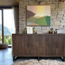 Buffet en bois brun recyclé 3 portes SAMOA