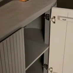 Buffet en bois gris rainuré ovale 4 portes CALERO