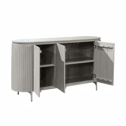 Buffet en bois gris rainuré ovale 3 portes CALERO