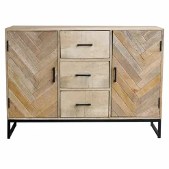 Buffet en bois massif 2 portes 3 tiroirs BRIX