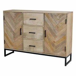 Buffet en bois massif 2 portes 3 tiroirs BRIX