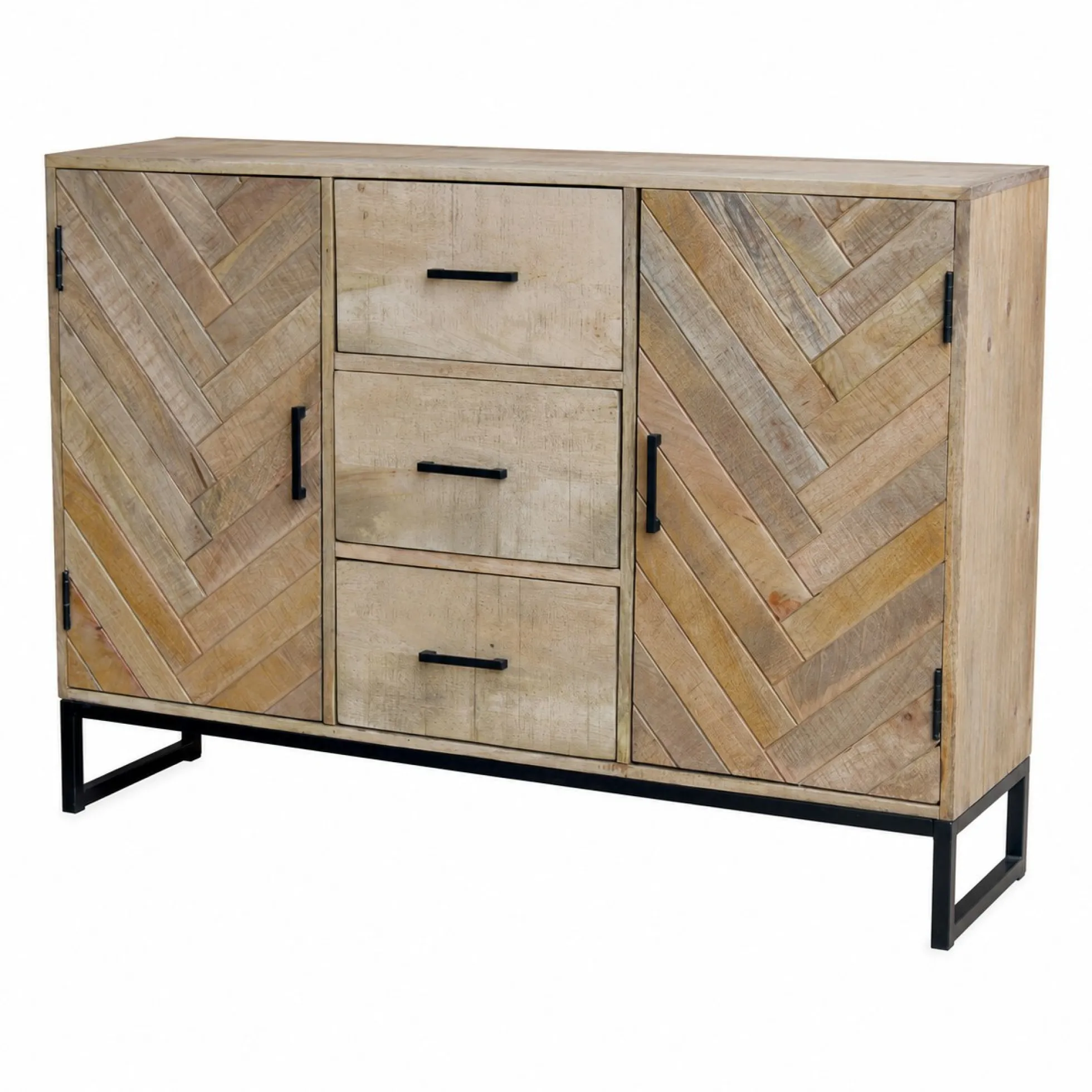 Buffet en bois massif 2 portes 3 tiroirs BRIX
