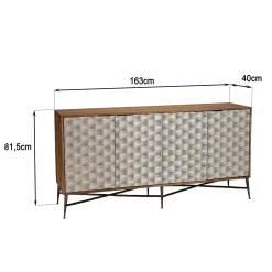 Buffet en bois 4 portes motifs graphiques KANHA