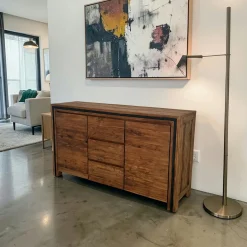 Buffet en bois recyclé de teck 2 portes 3 tiroirs VADOD