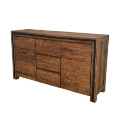 Buffet en bois recyclé de teck 2 portes 3 tiroirs VADOD