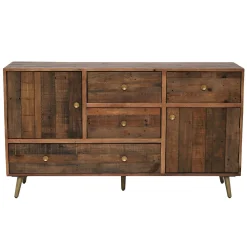 Buffet en bois recyclé piètement effet laiton vieilli ADÉLAÏDE