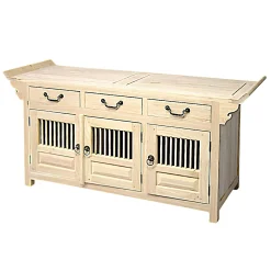 Buffet / Enfilade Chinois Hévéa 3 portes, 3 tiroirs 145x50x70cm MAORI
